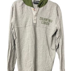 The Hundreds Drawing Lines Mens Gray Long sleeve Tshirt with Green Hood